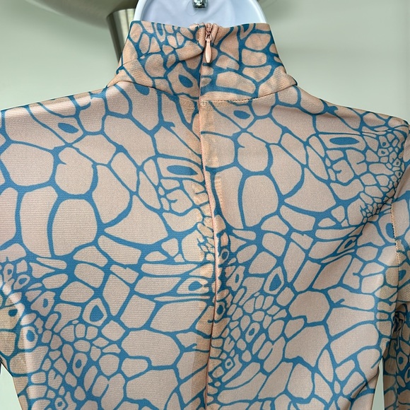 Sheer Beige/Nude Fitted Mini Dress - Picture 4 of 4